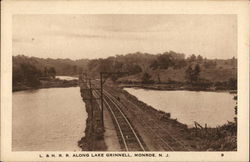 L. & H. R.R. Along Lake Grinnell Monroe, NJ Postcard Postcard Postcard