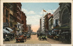 Nicollet Avenue Looking East from Fifth Street Minneapolis, MN Postcard Postcard Postcard