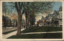 Residence Section, Main Street Greenville, PA Postcard Postcard Postcard