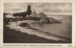 Long Island Bathing Beach on North Shore near Mariner Post Office Portland, ME Postcard Postcard Postcard