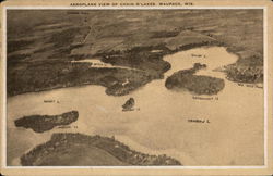 Aeroplane View of Chain O'Lakes Waupaca, WI Postcard Postcard 