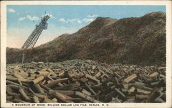 A Mountain of Wood, Million Dollar Log Pile Berlin, NH Postcard Postcard Postcard