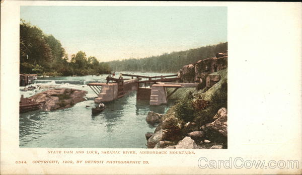 State Dam and Lock, Adirondack Mountains Saranac River New York