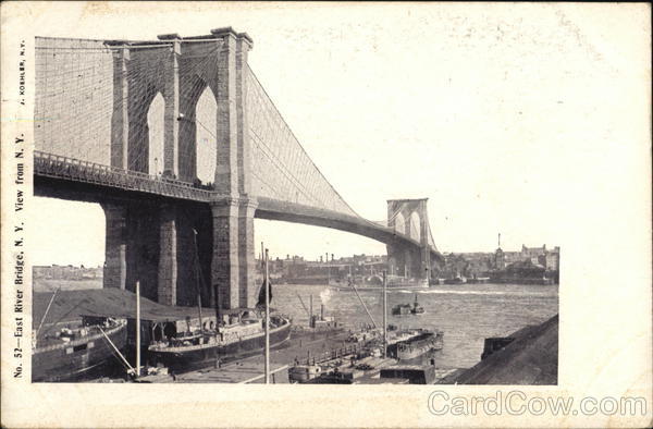 East River Bridge, View from N.Y. New York