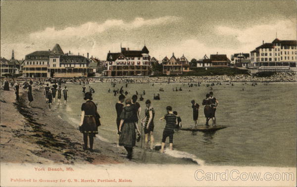 Bathers and Hotels York Beach Maine