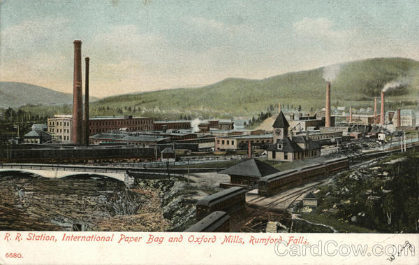 R. R. Station, International Paper Bag and Oxford Mills Rumford Falls Maine