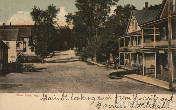 Main Street Looking East from Railroad West Paris Maine