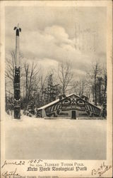 Tlinket Totem Pole, New York Zoological Park Postcard