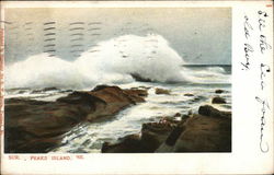 Waves on Rocks Peaks Island, ME Postcard Postcard Postcard