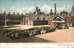 View in Enclosure, Showing Group Visitors, New York State Reformatory Elmira, NY Postcard Postcard Postcard