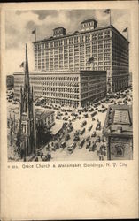 Grace Church and Wanamaker Buildings New York, NY Postcard Postcard Postcard