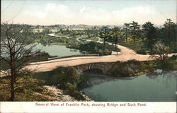 General View of Franklin Park, Showing Bridge and Duck Pond Postcard