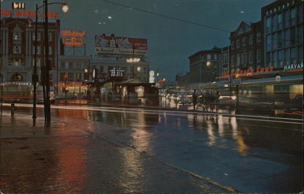 Harvard Square District by Night Cambridge Massachusetts