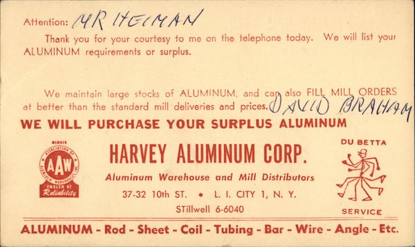 Harvey Aluminum Corp. Long Island City New York