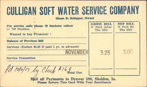 Culligan Soft Water Service Company Sheldon Iowa