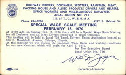 Special Wage Scale Meeting Postcard
