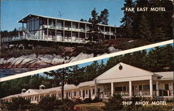 Ship Ahoy and Far East Motels Southport, ME Postcard Postcard Postcard