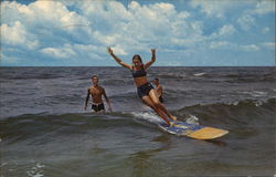 Surfing Through the Breakers Postcard