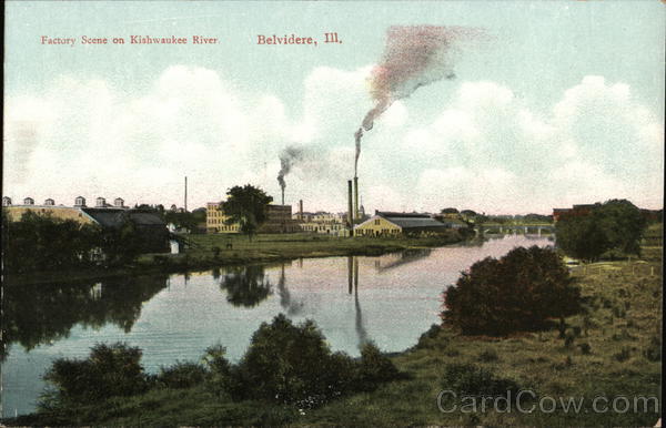 Factory Scene on Kishwaukee River Belvidere Illinois