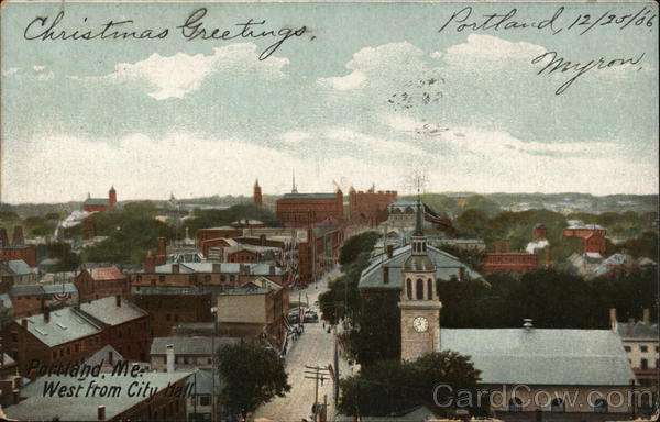 View of City Looking West From City Hall Portland Maine