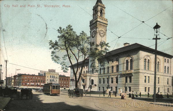 City Hall and Main Street Worcester Massachusetts