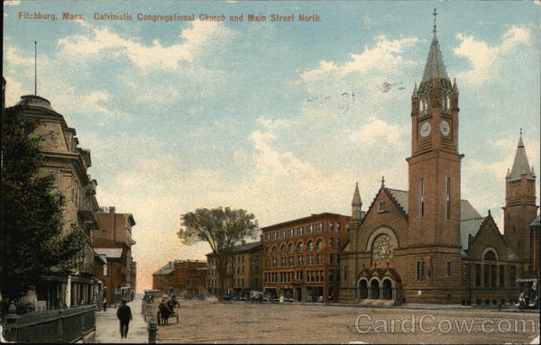 Calvanistic Congregational Church and Main Street North Fitchburg Massachusetts