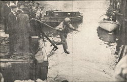 First Survivors Leaving Upturned Side of Boat Postcard