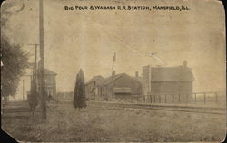 Big Four & Wabash RR Station Mansfield, IL Postcard Postcard Postcard