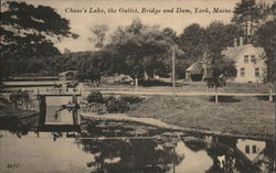 Chase's Lake, The Outlet, Bridge and Dam Postcard