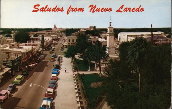 Looking Down Guerrero Avenue toward International Bridge Nuevo Laredo Mexico
