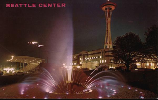 International Fountain at Night Seattle Washington