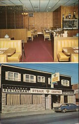 Dining Room and Front of Steak Centre Restaurant Postcard