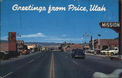 Main Street, Looking West Price, UT Postcard Postcard Postcard