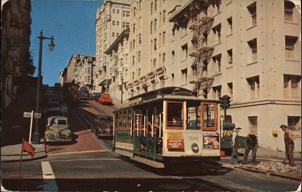 Street Scene With Tram Car in Foreground San Francisco California