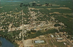 Aerial View of Town Eagle River, WI Postcard Postcard Postcard