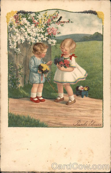 Two Kids Picking Flowers Pauli Ebner With Children