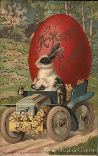 Rabbit Driving Car with Giant Egg With Bunnies