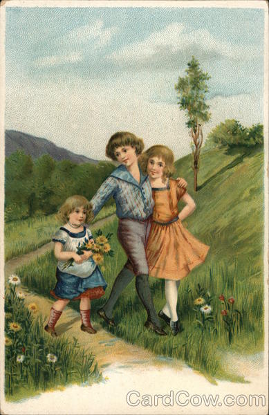 People Walking Through the Fields Children