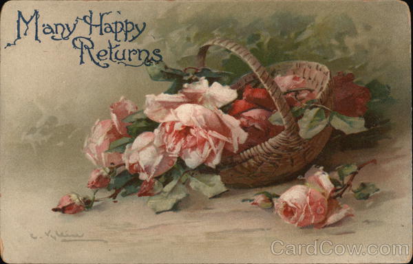 Basket Filled With Pink Flowers C. Klein