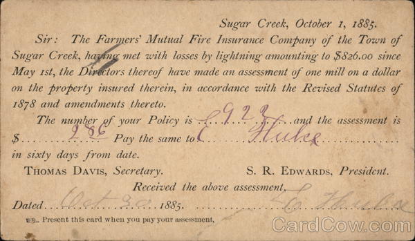 Farmers Mutual Insurance Co. Notice of Assessment Advertising