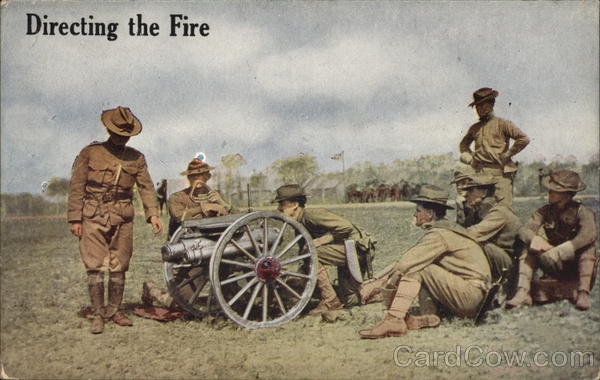 Directing The Fire - Seven Soldiers Practicing Cannon