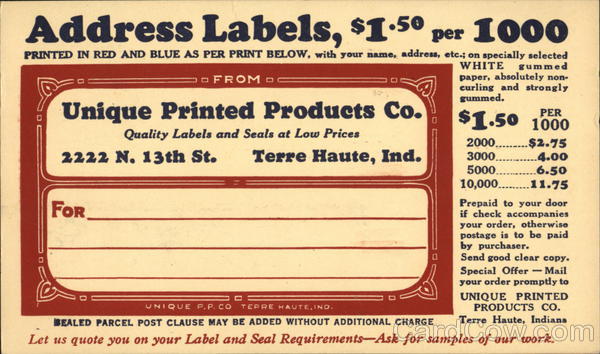 Unique Printed Products Co. Advertising