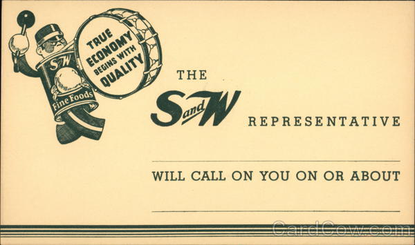 Correspondence Card from S and W Fine Foods Co. Advertising