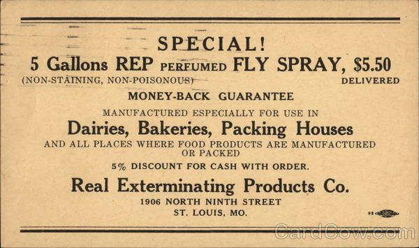 Advertisement for Real Exterminating Products Co. Advertising