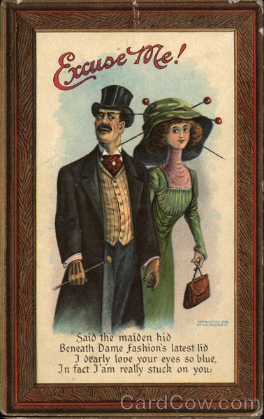 Excuse Me! - Man Being Jabbed By Woman's Hatpins