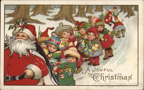 Santa and Many Children In the Snow