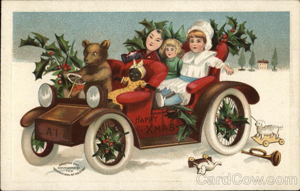 Children Riding in a Car with a Bear