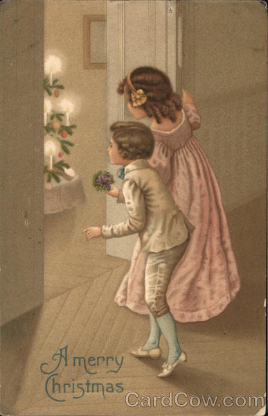 Two Kids Looking For Santa Children