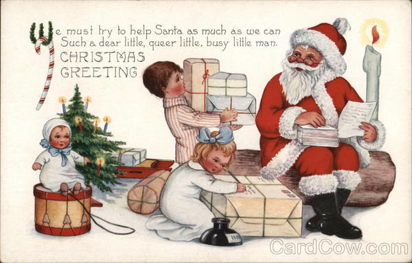 Santa with Some Children and Presents Santa Claus