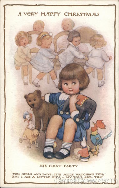 Very Happy Christmas - Child withToys With Children Playing In Background